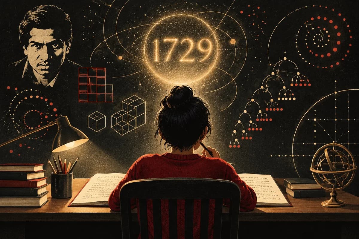 A student exploring mathematical patterns around the number 1729