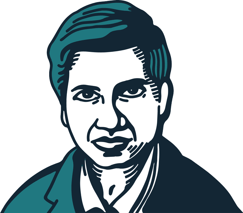 Illustrated portrait of Srinivasa Ramanujan